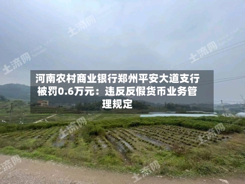 河南农村商业银行郑州平安大道支行被罚0.6万元：违反反假货币业务管理规定