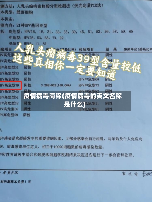 疫情病毒简称(疫情病毒的英文名称是什么)